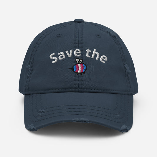 "Save The Bees" Trans Pride Distressed Cap